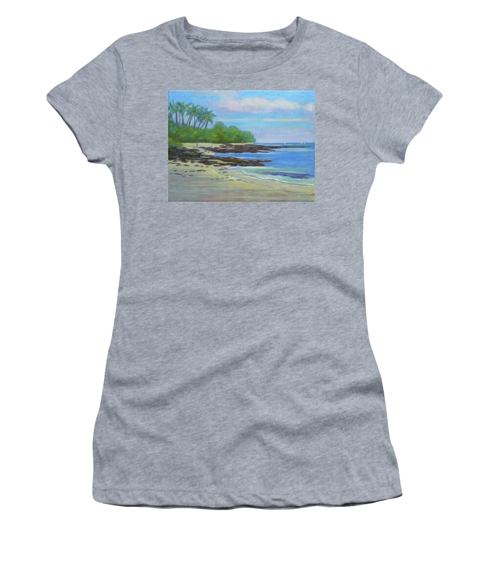 Hawaii Women's T-Shirt featuring the painting Kukio Beach View by Stan Chraminski