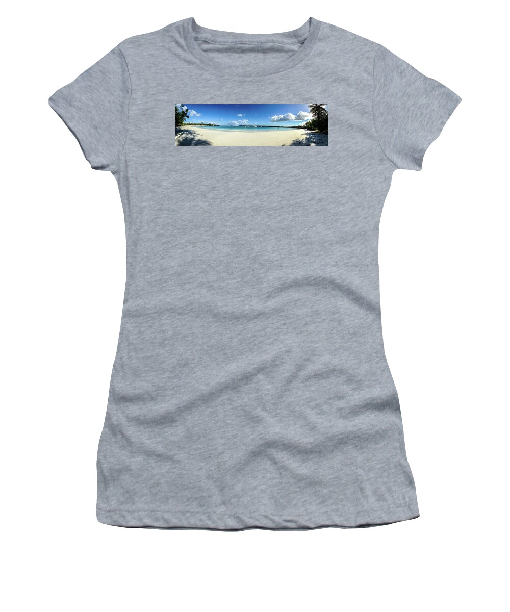 Panorama Women's T-Shirt featuring the photograph Kuto Bay morning pano by Dorothy Darden