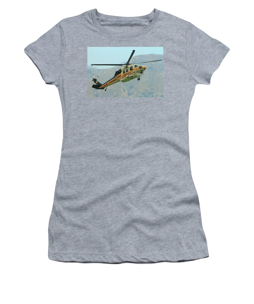 Erickson Sky Crane Women's T-Shirt featuring the photograph La Tuna Fire 63 by Shoal Hollingsworth