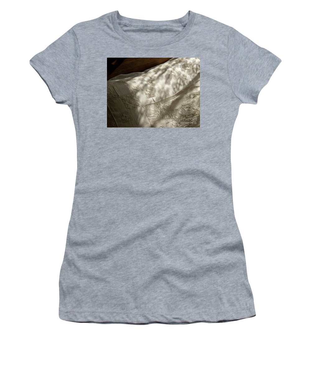 Lace Women's T-Shirt featuring the photograph Lace light and shadow by Paula Joy Welter
