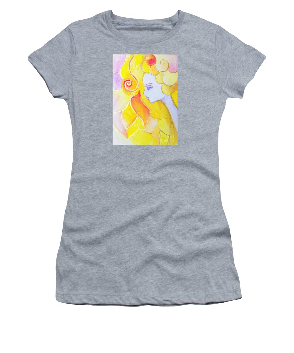 Art Nouveau Women's T-Shirt featuring the painting Lady Autumn by Garden Of Delights