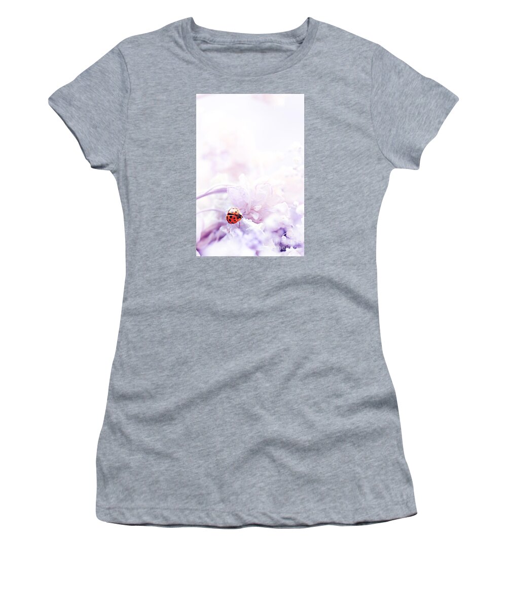 Purple Women's T-Shirt featuring the photograph Lady Bug by Stephanie Frey