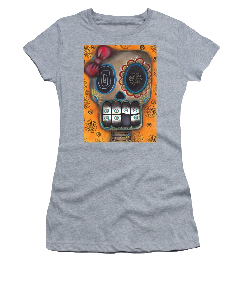 Day Of The Dead Women's T-Shirt featuring the painting Lady Muerte by Abril Andrade