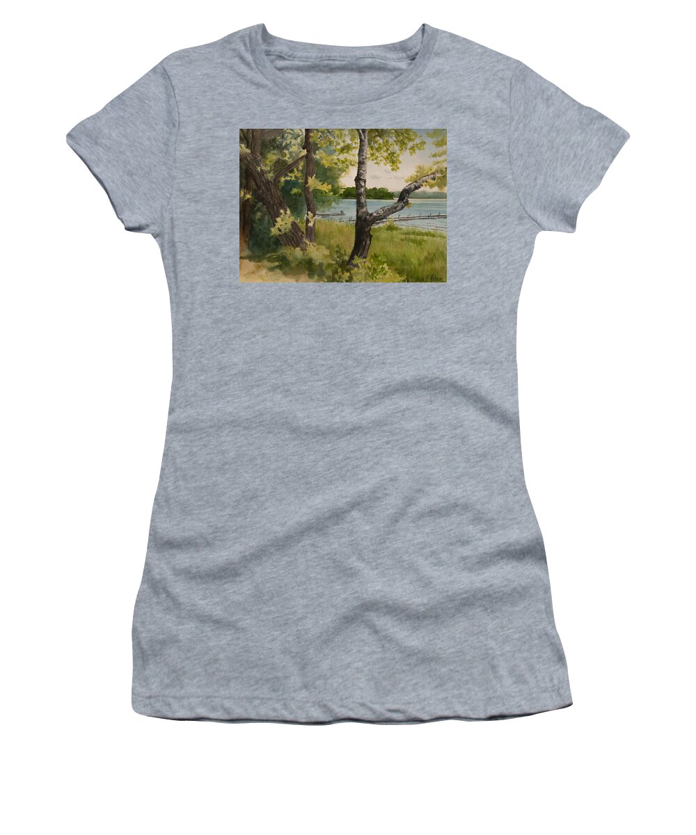 Landscape Women's T-Shirt featuring the painting Lake Avenue View by Heidi E Nelson