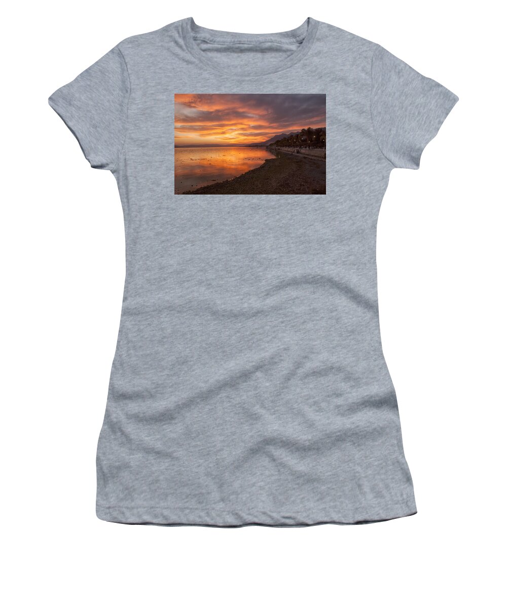 Sunset Women's T-Shirt featuring the photograph Lake Chapala Sunset by Eunice Gibb