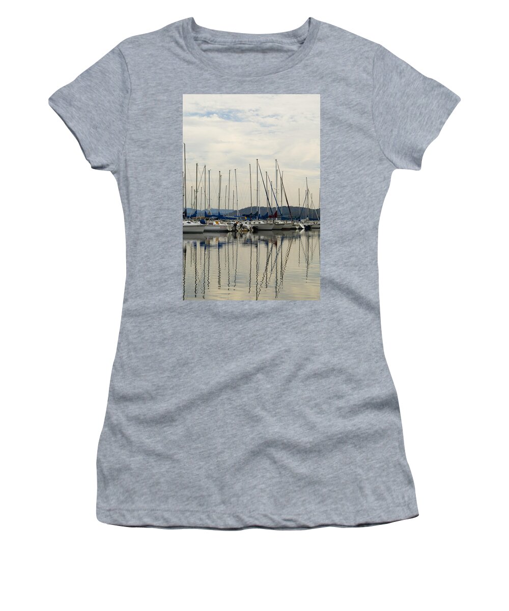 Lake Women's T-Shirt featuring the photograph Lake Guntersville Alabama Sailboat Harbor by Kathy Clark