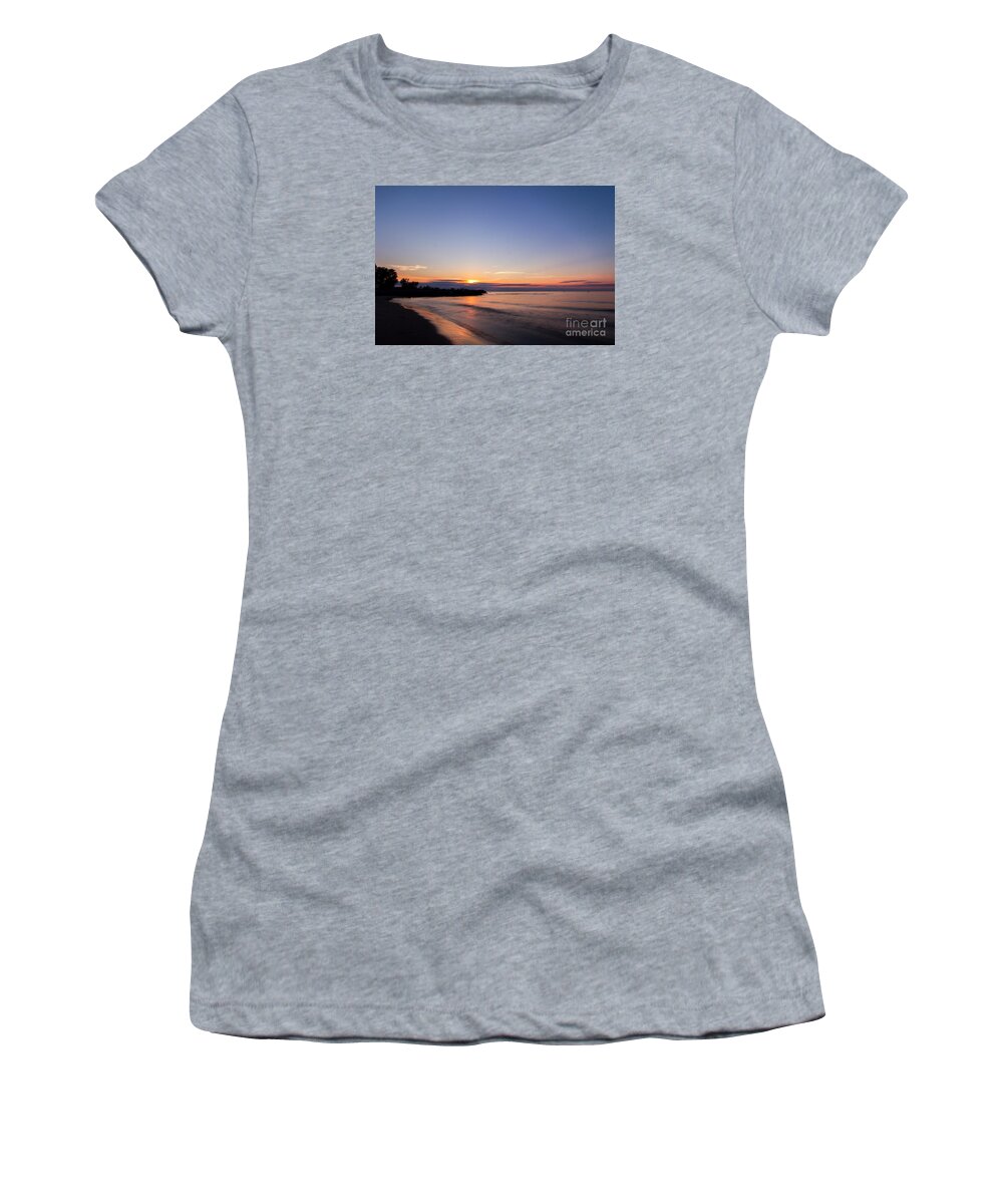Sunset Women's T-Shirt featuring the photograph Lake Ontario Beach Sunset by Rod Best