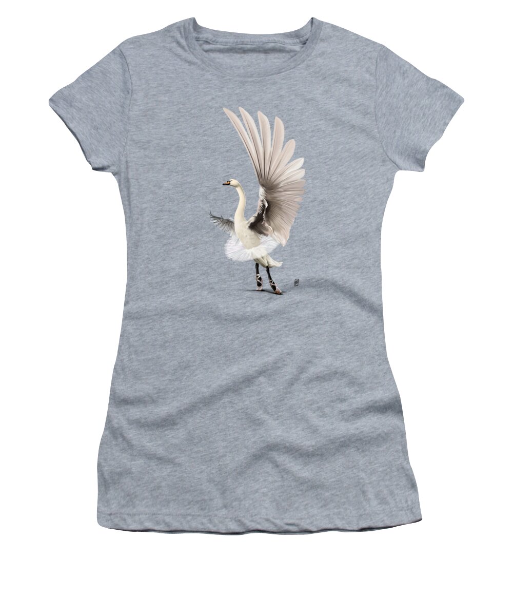 Swan Women's T-Shirt featuring the digital art Lake Wordless by Rob Snow