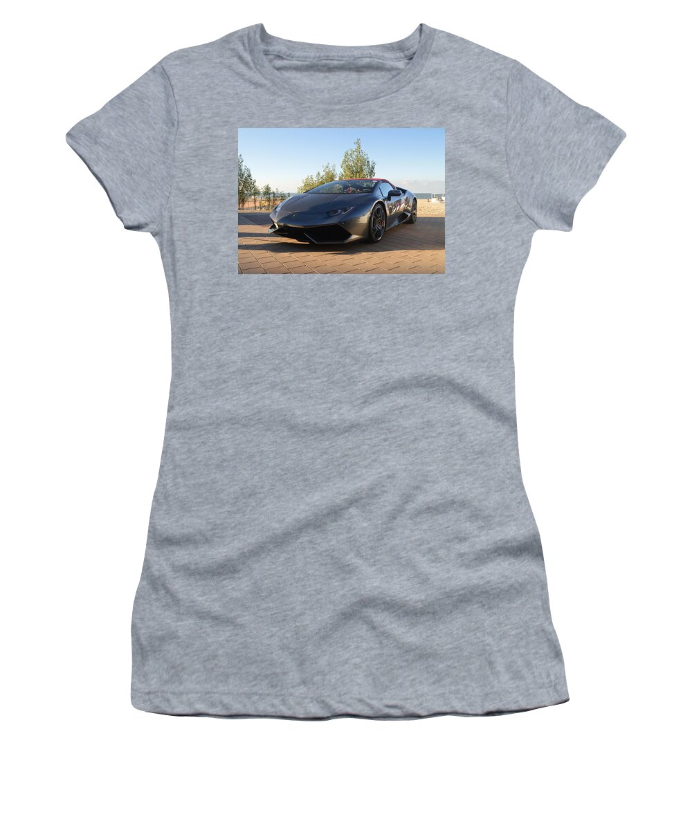 Lambo Women's T-Shirt featuring the photograph Lamborghini Huracan Roadster by Sportscars OfBelgium