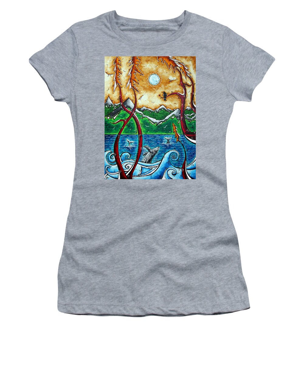 Art Women's T-Shirt featuring the painting LAND OF THE FREE Original MADART Painting by Megan Aroon