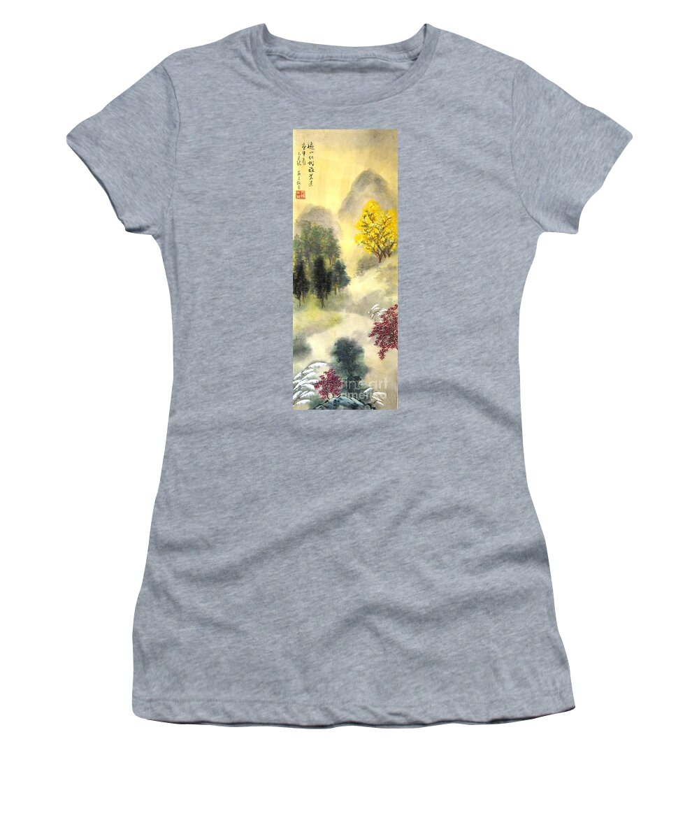 Chinese Painting Women's T-Shirt featuring the painting Landscape #1 by Betty M M Wong