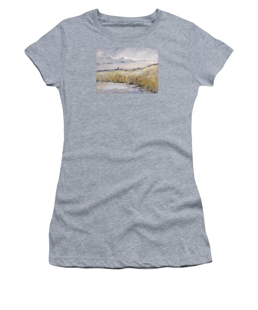 Landscape Women's T-Shirt featuring the painting Landscape in Gray by Carolyn Doe