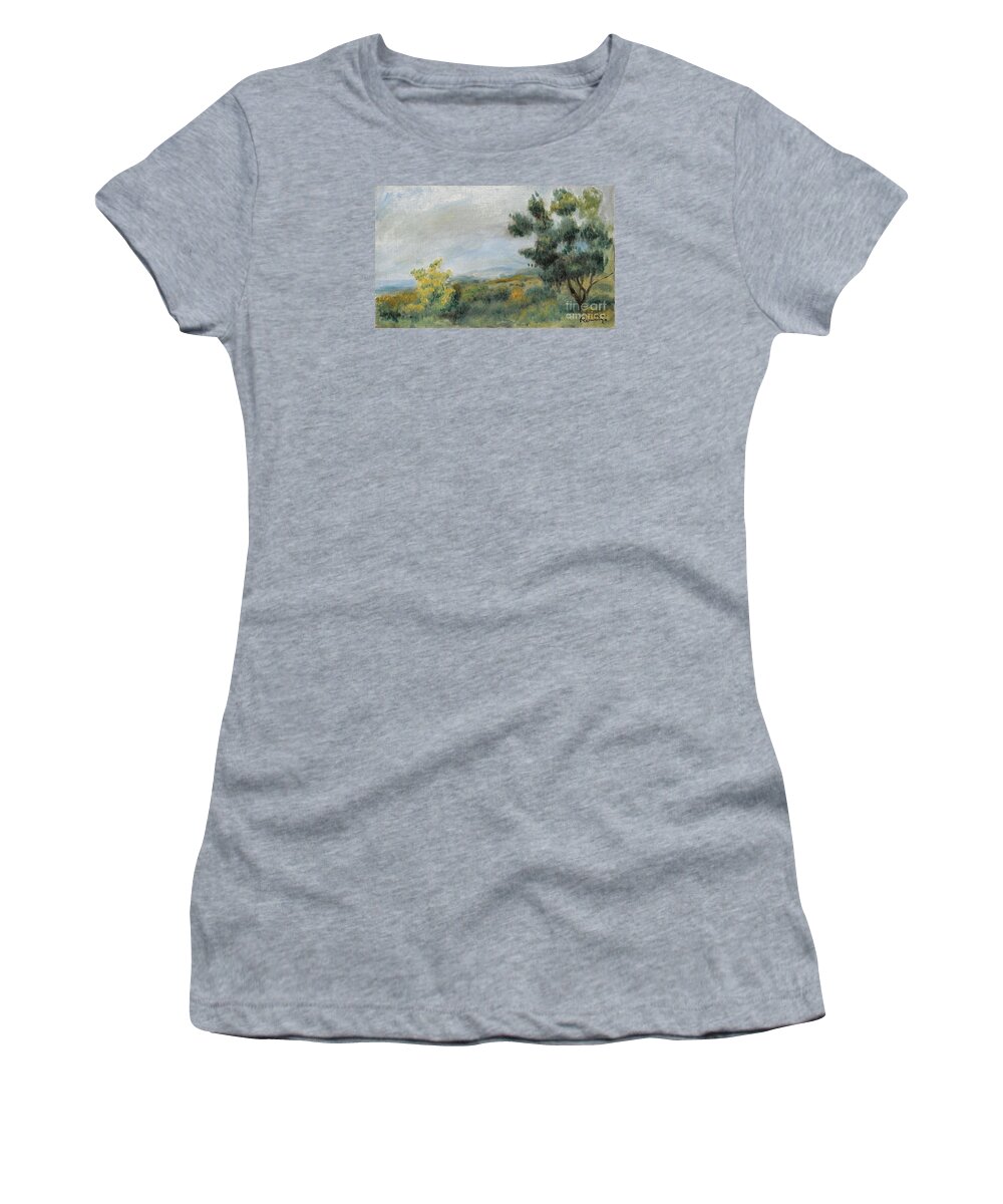 Pierre- Auguste Renoir (french Women's T-Shirt featuring the painting Landscape Trees by MotionAge Designs