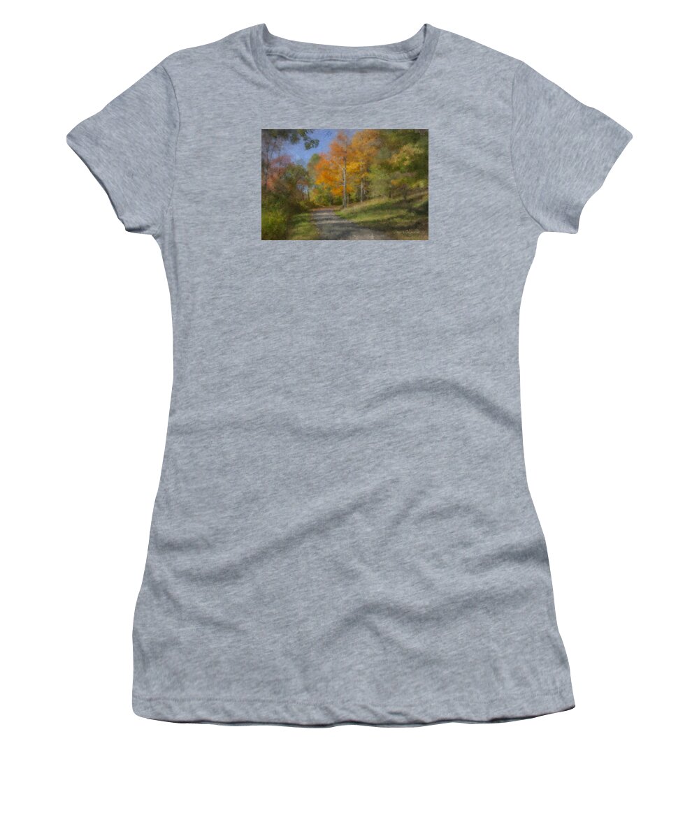 Peak Colors Women's T-Shirt featuring the painting Langwater Path in October by Bill McEntee