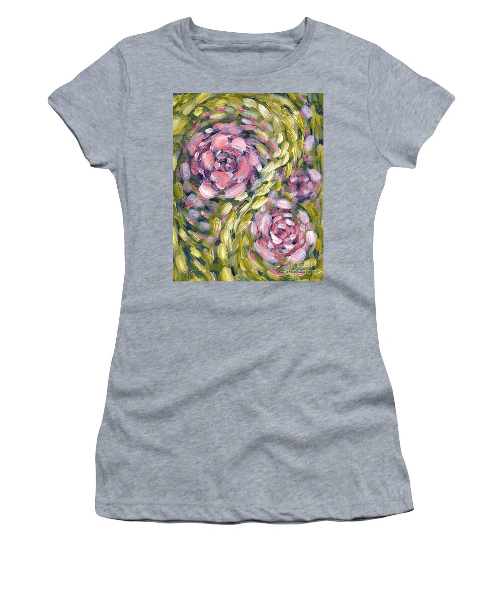 Roses Women's T-Shirt featuring the digital art Late Summer Whirl by Holly Carmichael
