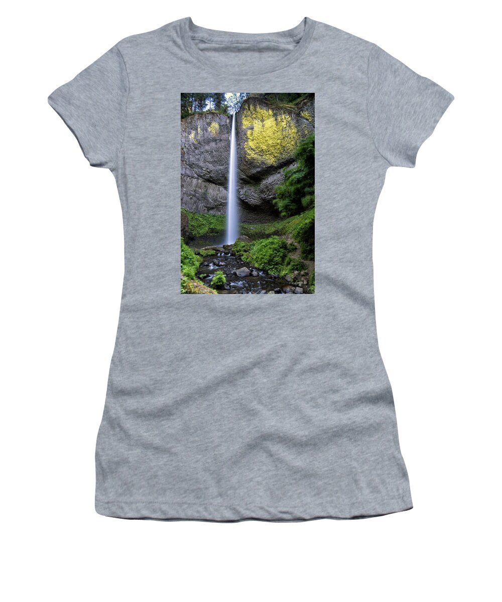 Oregon Women's T-Shirt featuring the photograph Latourell Water Fall Oregon DSC05430 by Greg Kluempers