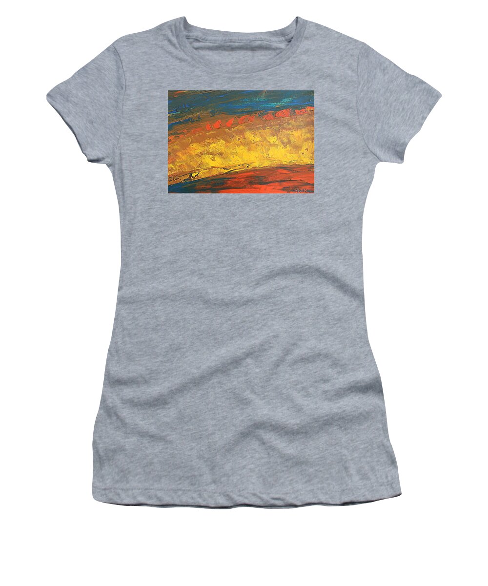 Landscape Women's T-Shirt featuring the painting Lava flow by Norma Duch