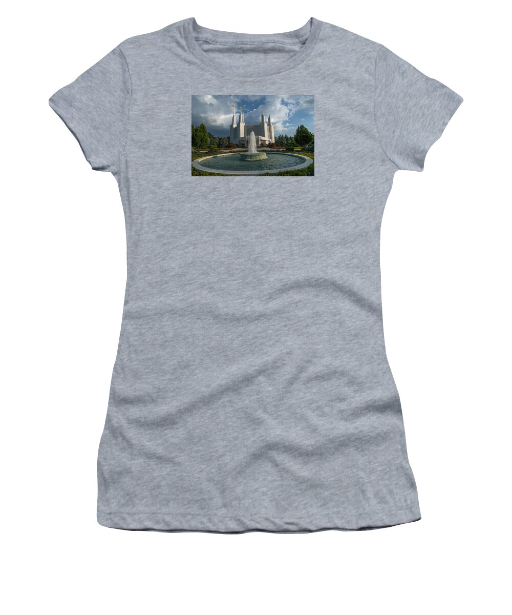 Architecture Women's T-Shirt featuring the photograph LDS Water fountain by Brian Green