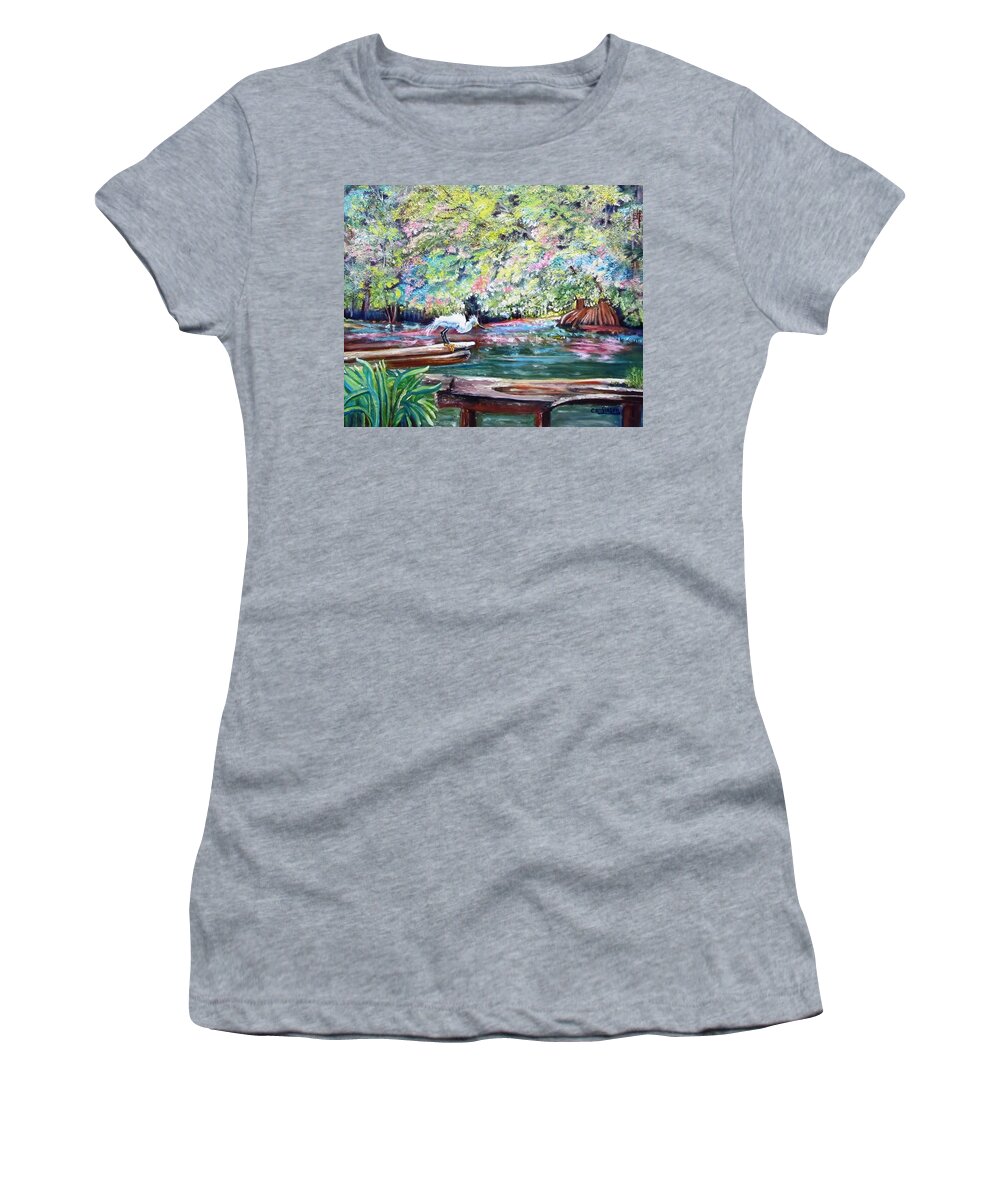 Swamp Women's T-Shirt featuring the painting Leap of Faith by Carol Allen Anfinsen
