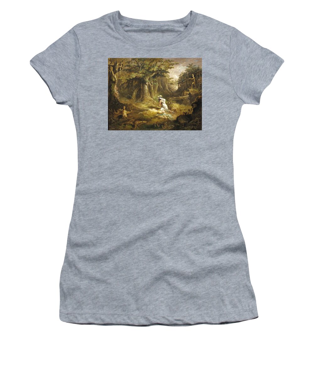 John Quidor Women's T-Shirt featuring the painting Leatherstocking's Rescue by John Quidor