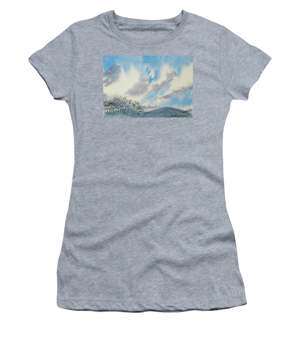 Beautiful Women's T-Shirt featuring the painting The Blue Hills of Summer by Dorothy Darden