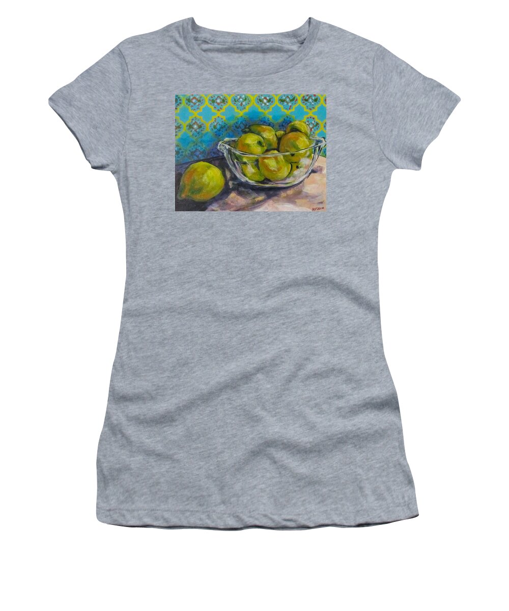 Yellow Women's T-Shirt featuring the painting Lemons by Barbara O'Toole