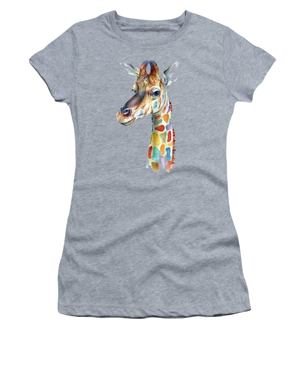 Giraffe Women's T-Shirt featuring the painting Let's Neck T-shirt by Herb Strobino