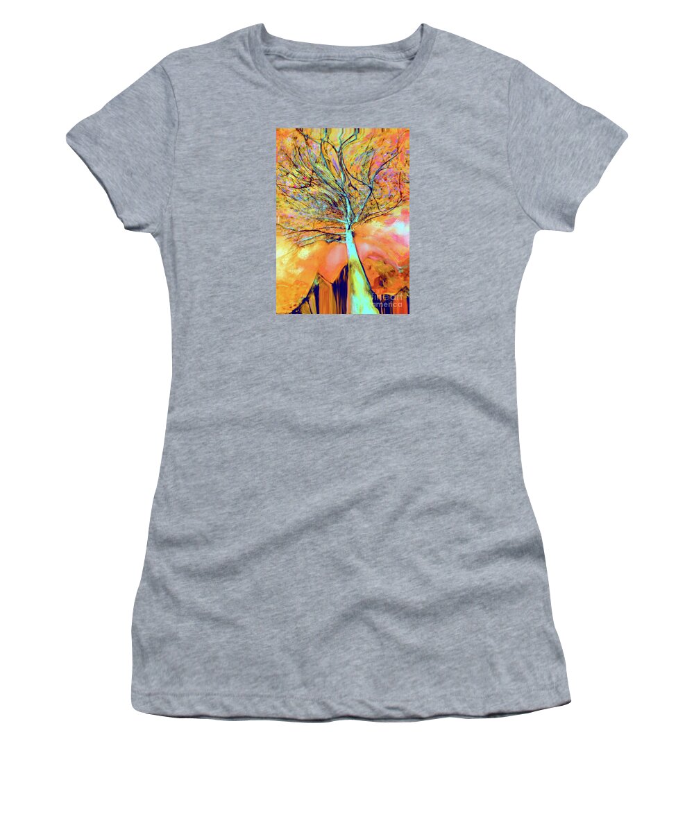 Trees Women's T-Shirt featuring the mixed media Life in the Trees by Zsanan Studio