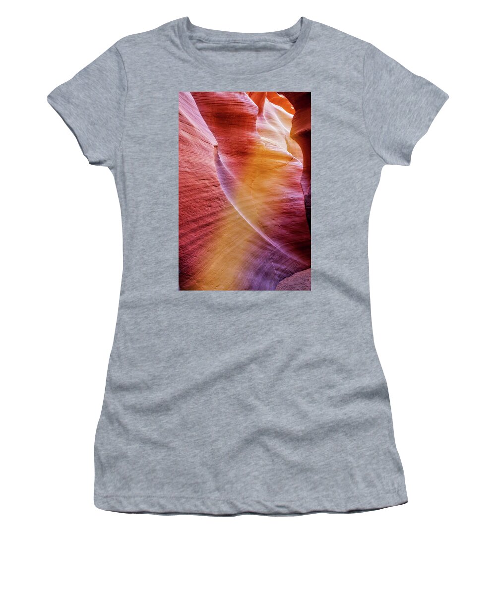 Red Rock Women's T-Shirt featuring the photograph Light From Above by Ches Black