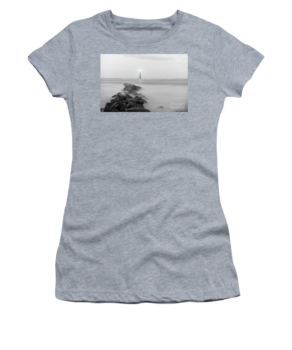 Morris Island Lighthouse Women's T-Shirt featuring the photograph Light Washout by Dale Powell