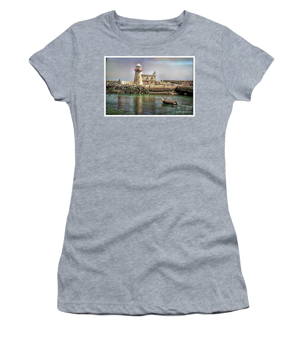 Fishing Boats Women's T-Shirt featuring the photograph Lighthouse at Howth, Ireland by Norma Warden