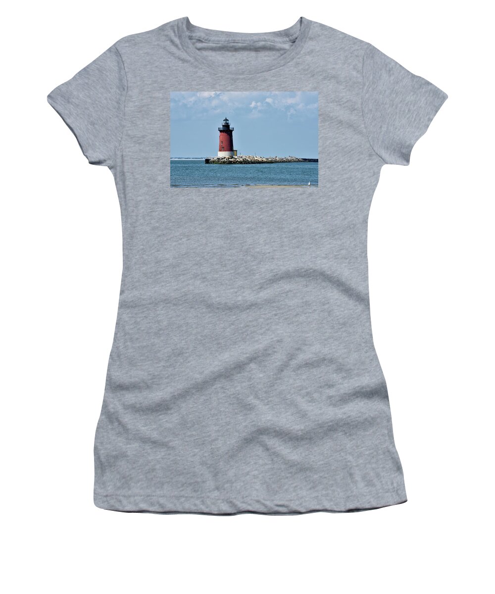 Delaware Breakwater Lighthouse Women's T-Shirt featuring the photograph Delaware Breakwater East End Lighthouse - Lewes Delaware by Brendan Reals