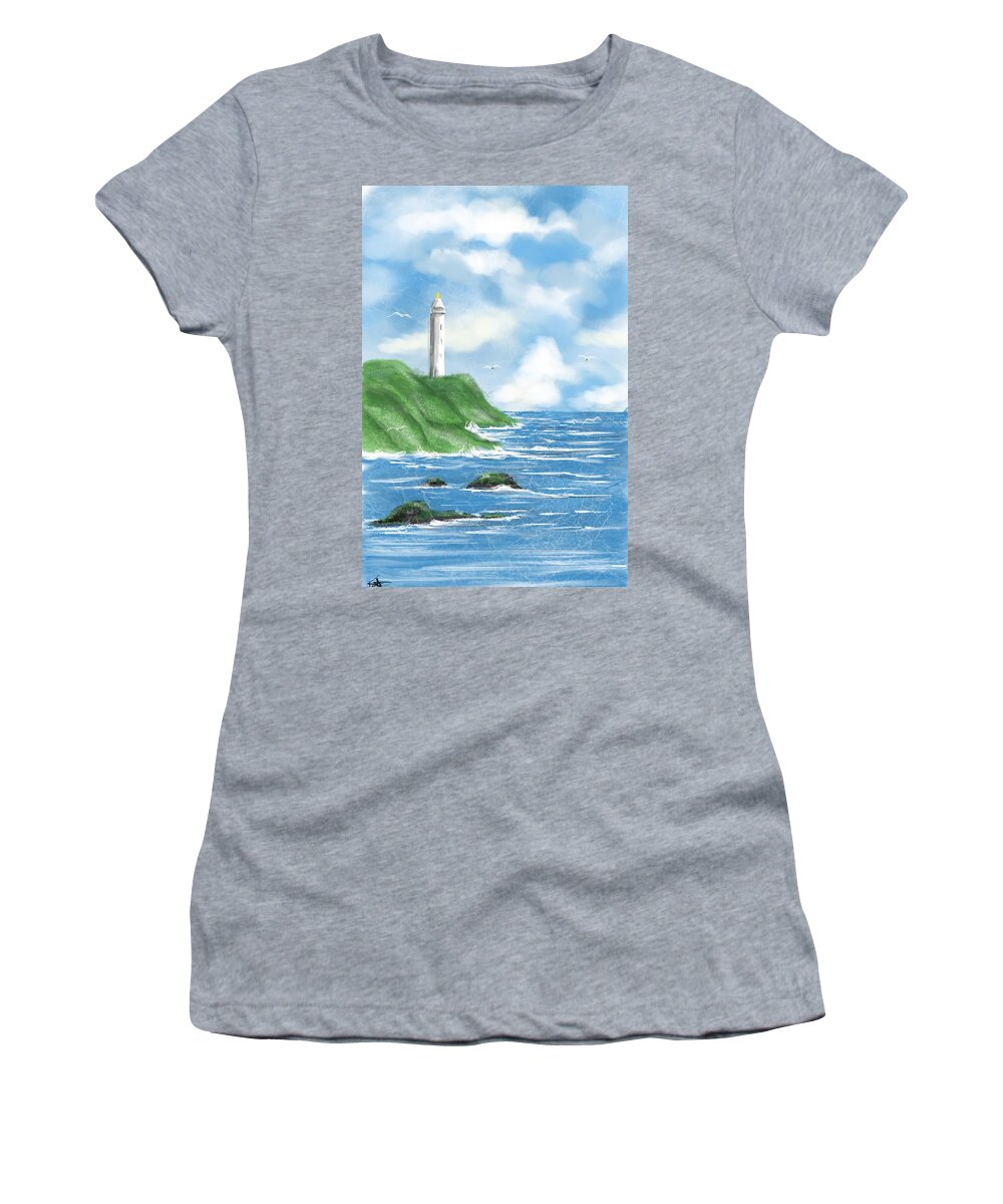 Lighthouse Women's T-Shirt featuring the digital art Lighthouse by Kathleen Hromada