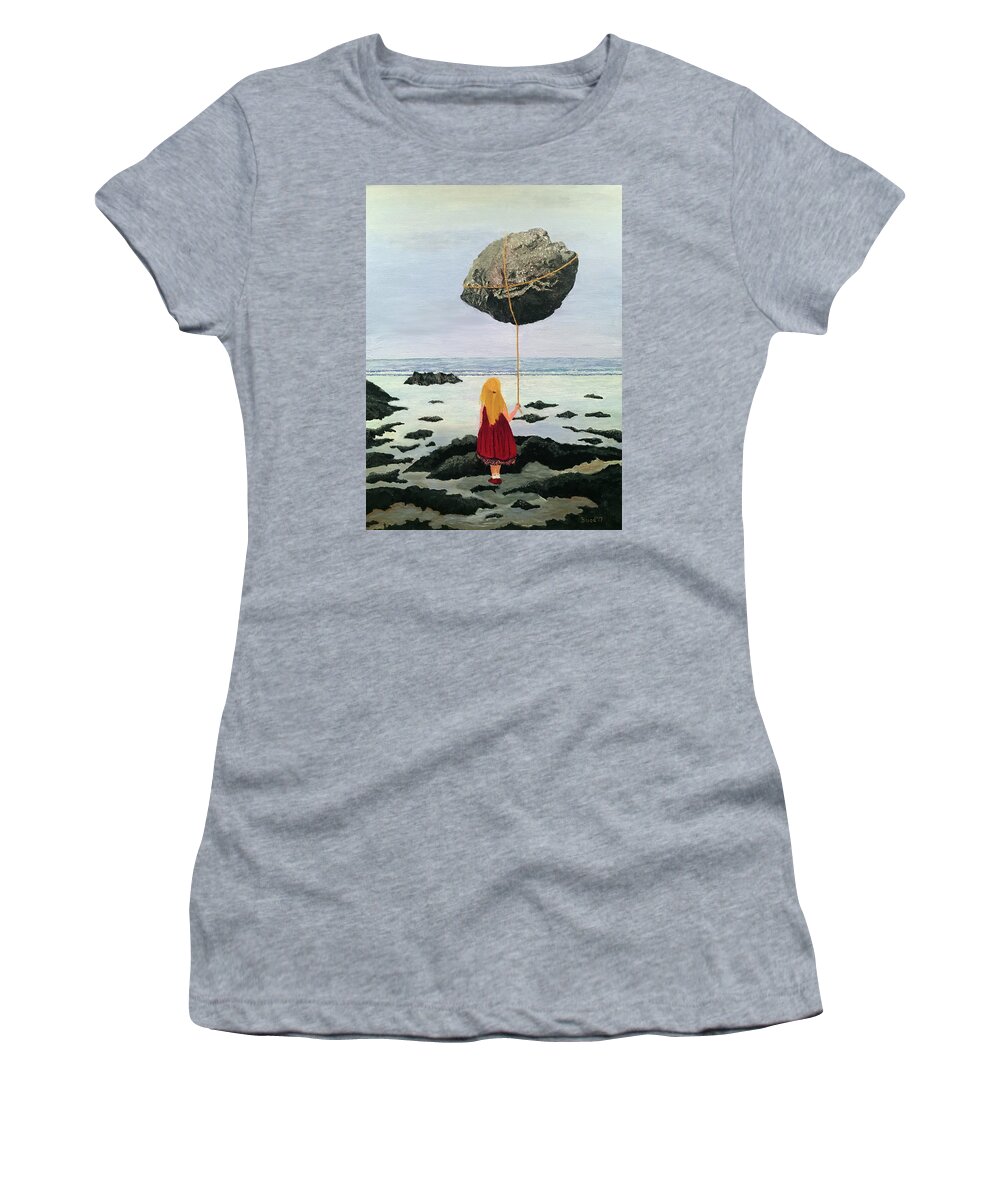 Surrealism Women's T-Shirt featuring the painting Lightness of Being by Thomas Blood