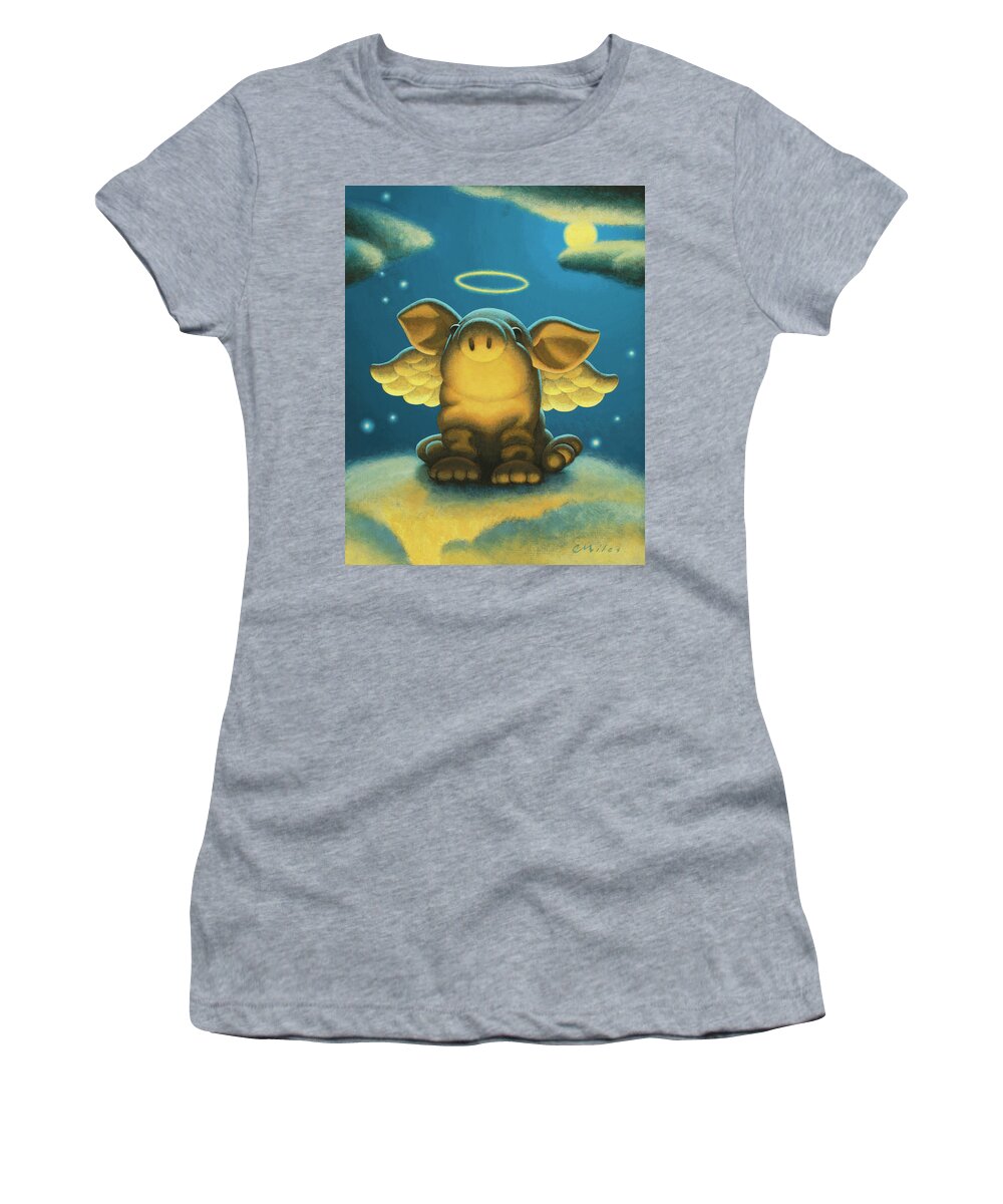 Pig Women's T-Shirt featuring the painting Lil' Angel by Chris Miles