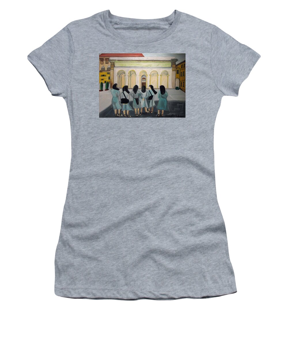 Europe Women's T-Shirt featuring the painting LiL Nuns of Florence 2004 by Patricia Arroyo