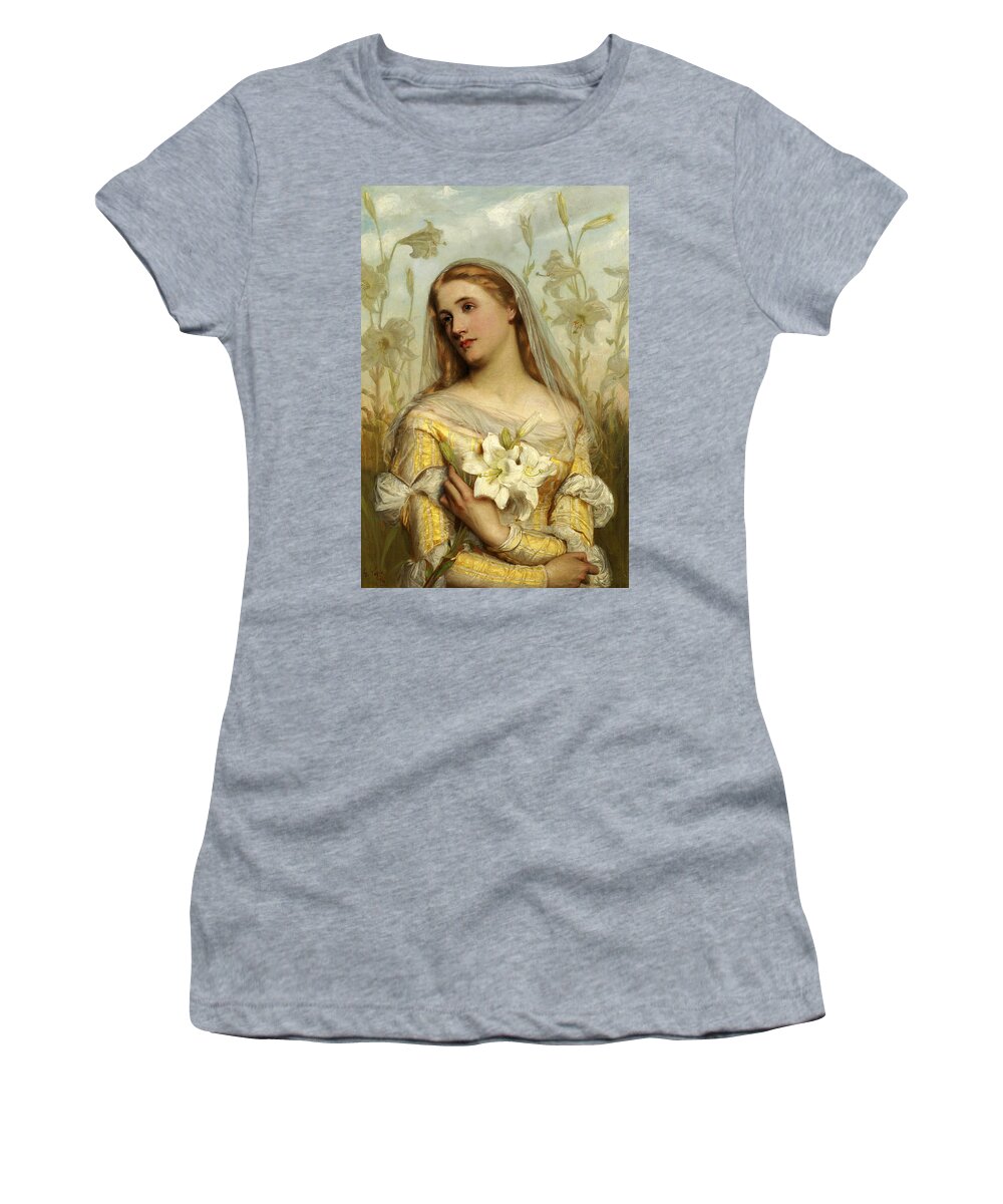 Gustav Pope Women's T-Shirt featuring the painting Lilies by Gustav Pope