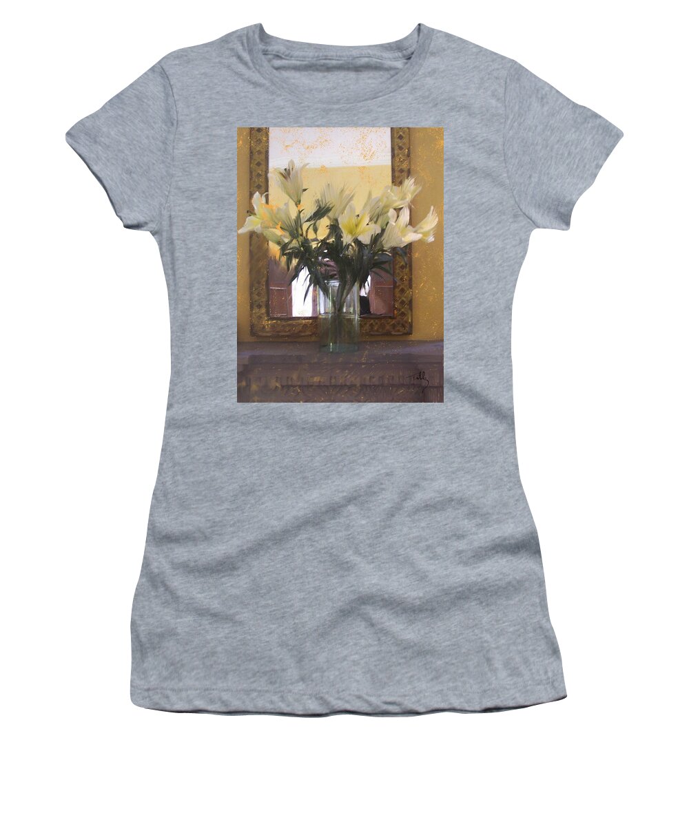 Floral Women's T-Shirt featuring the painting Lilies by Thomas Tribby
