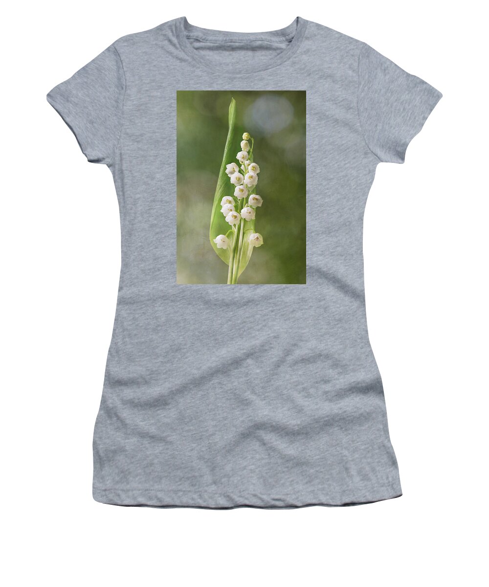 Flower Women's T-Shirt featuring the photograph Lily of the Valley Sprig - Texture by Patti Deters