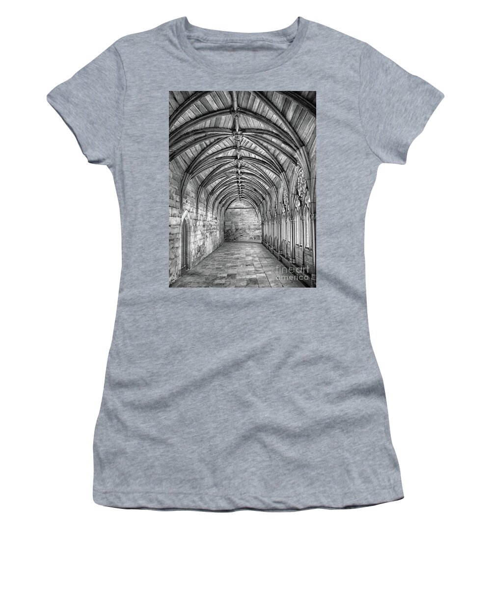 Cloisters Women's T-Shirt featuring the photograph Lincoln Cathedral Cloisters by Linsey Williams