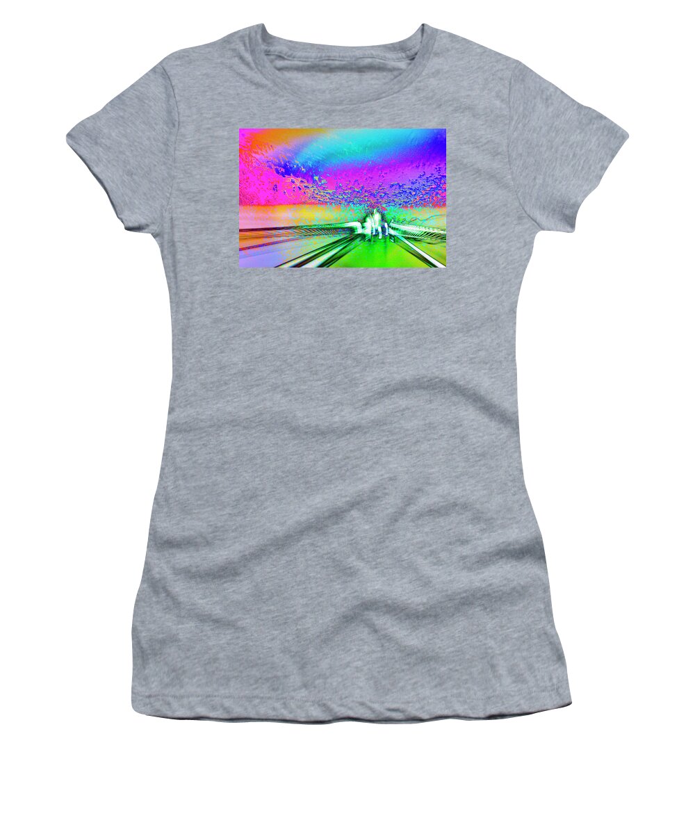 Abstract Women's T-Shirt featuring the mixed media The Dream Castle by Tatiana Travelways