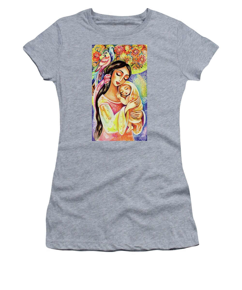 Mother And Child Women's T-Shirt featuring the painting Little Angel Dreaming by Eva Campbell