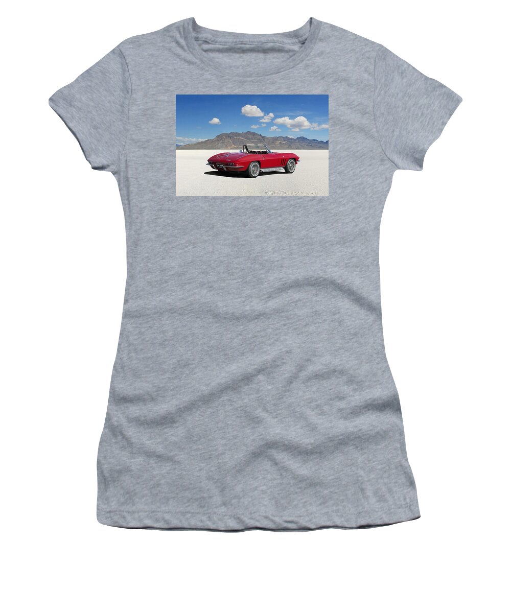 Chevrolet Women's T-Shirt featuring the digital art Little Red Corvette by Peter Chilelli