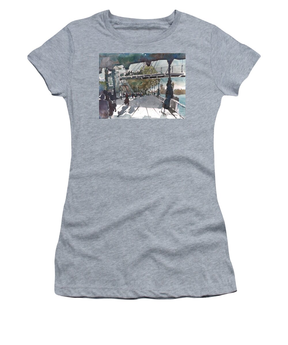 Watercolour Women's T-Shirt featuring the painting Lively Southbank London by Gaston McKenzie