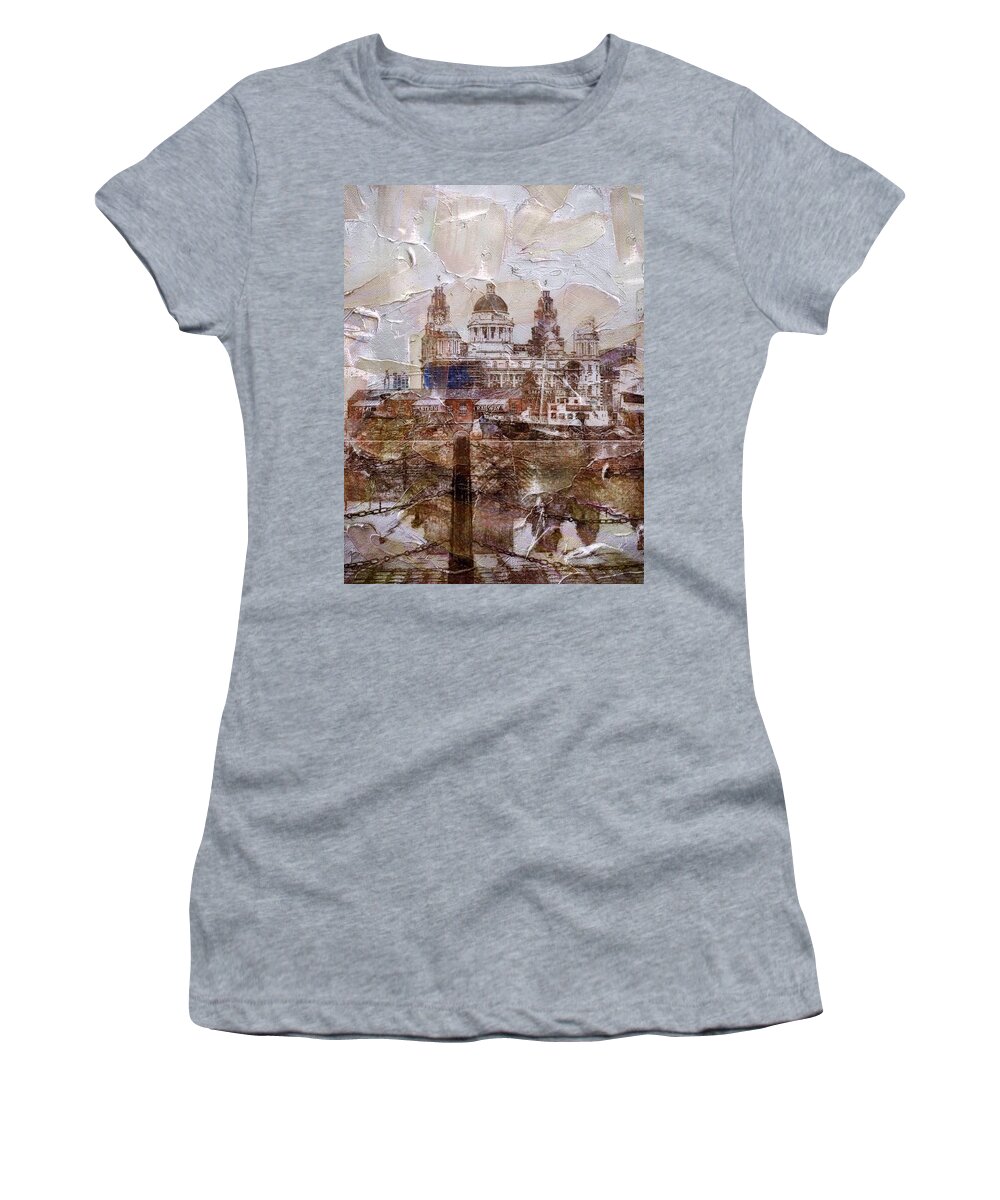 Liverpool Women's T-Shirt featuring the painting Liverpool by Mark Taylor