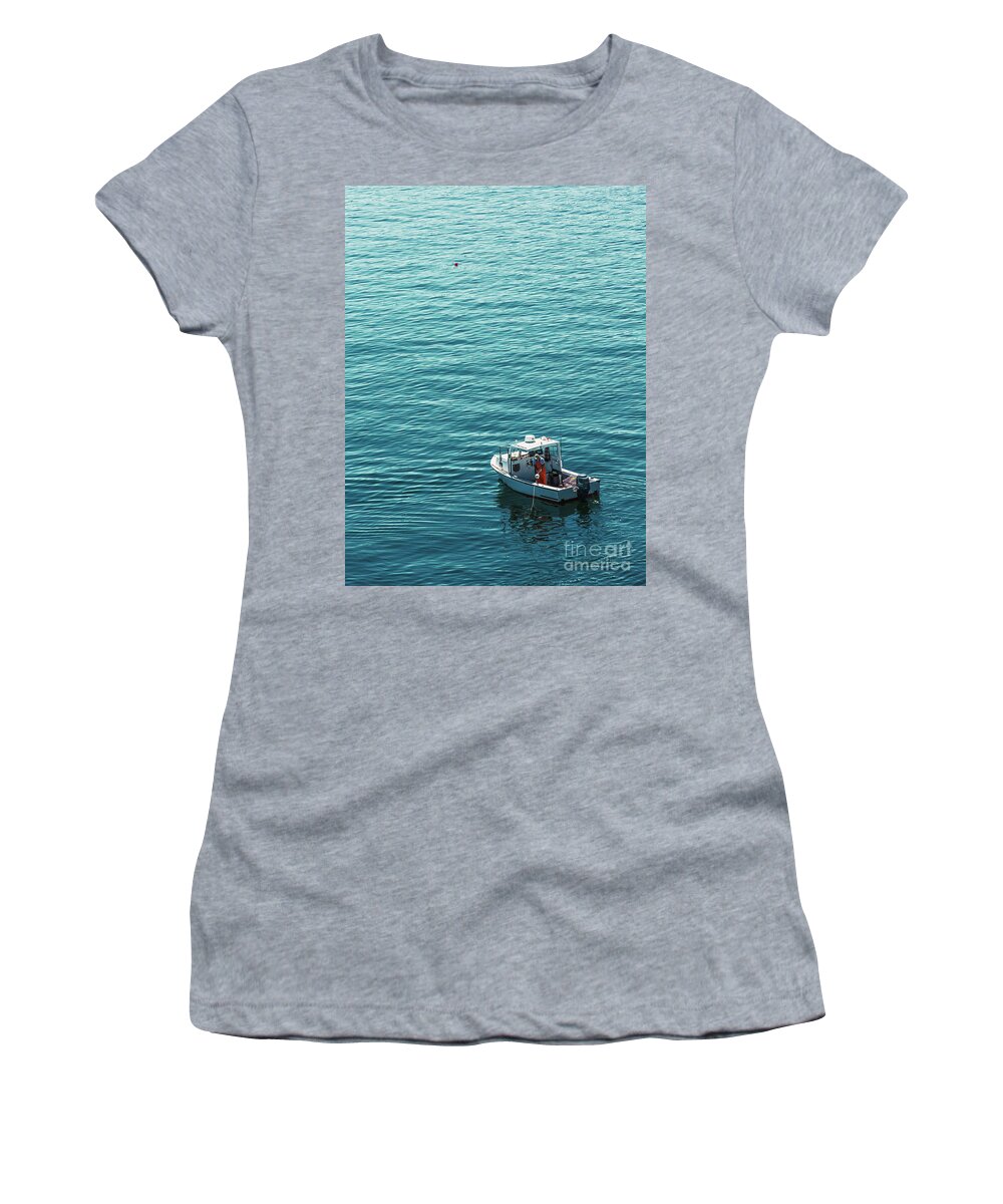 Lobster Boat Women's T-Shirt featuring the photograph Lobsterman in Maine by Diane Diederich
