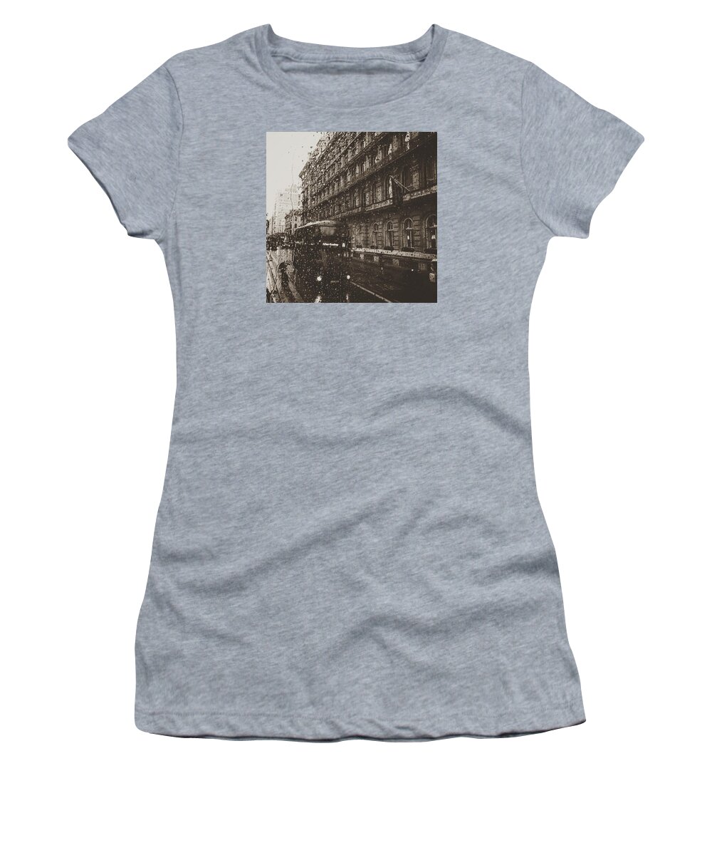 Rain Women's T-Shirt featuring the photograph London rain by Trystan Oldfield