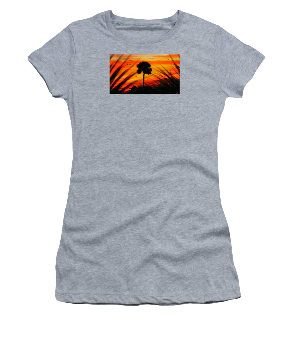 Palm Women's T-Shirt featuring the painting Lone Palm Florida by David Lee Thompson
