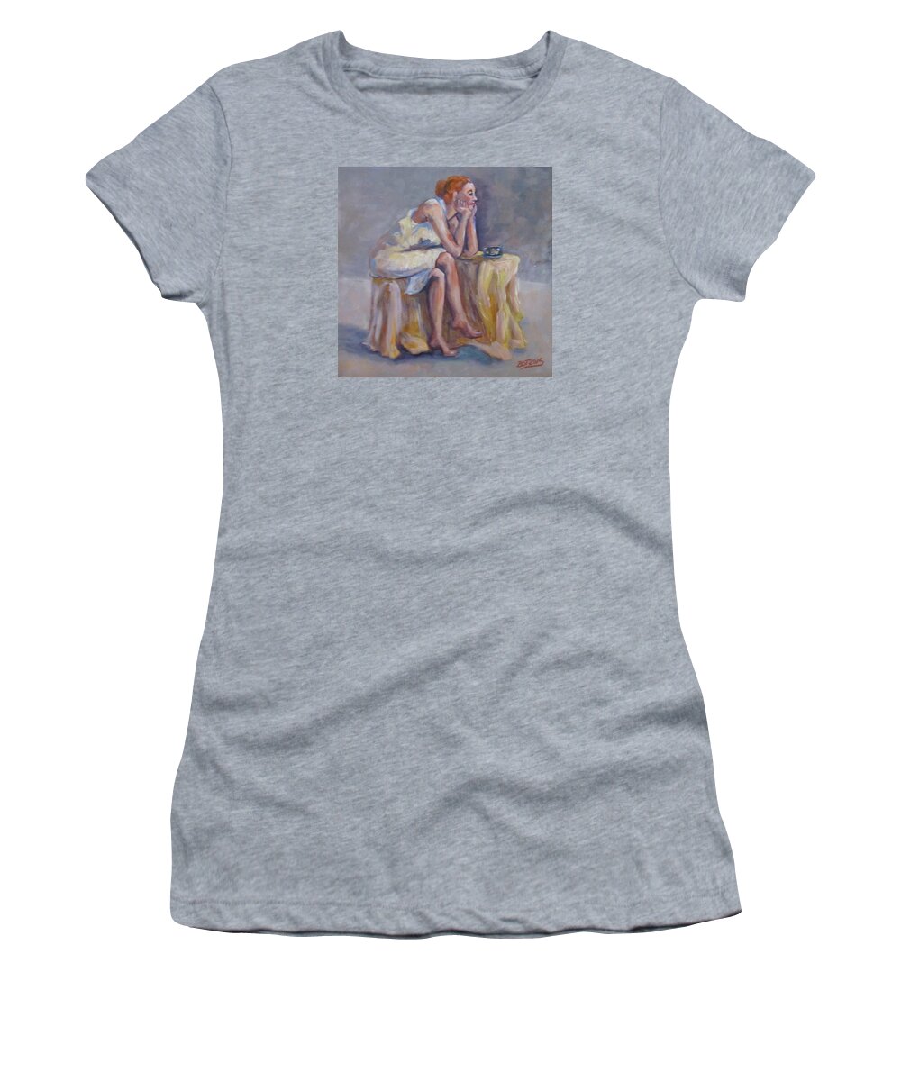Woman Women's T-Shirt featuring the painting Lonely Mornings by Barbara O'Toole