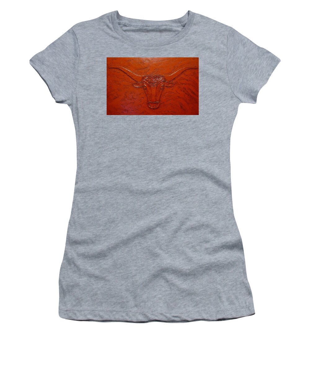 Longhorn Women's T-Shirt featuring the painting Longhorn by Sandy Dusek